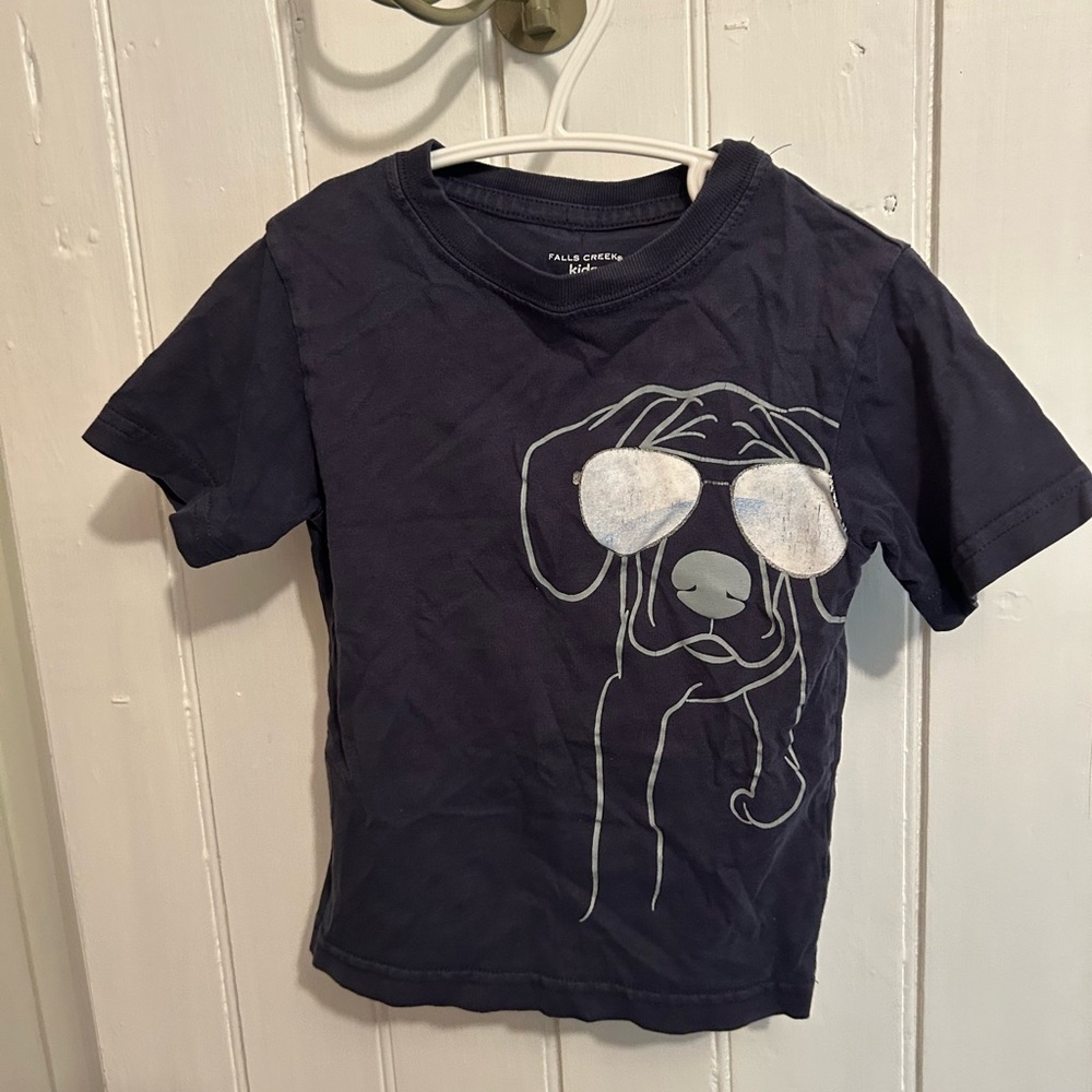 (3/$20) Falls creek 18m Navy Blue sun glasses Dog Graphic short sleeve T-Shirt